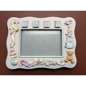 Vintage Russ Berrie & Co, Inc 3D Baby Block Letters Photo Frame Nursery Gift